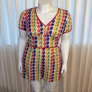 Unique Vintage Multicolor Heart Romper